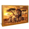 quadro familia leoes na savanna dourado