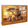 quadro familia leoes na savanna dourado reflexo