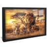 quadro familia leoes na savanna preto reflexo