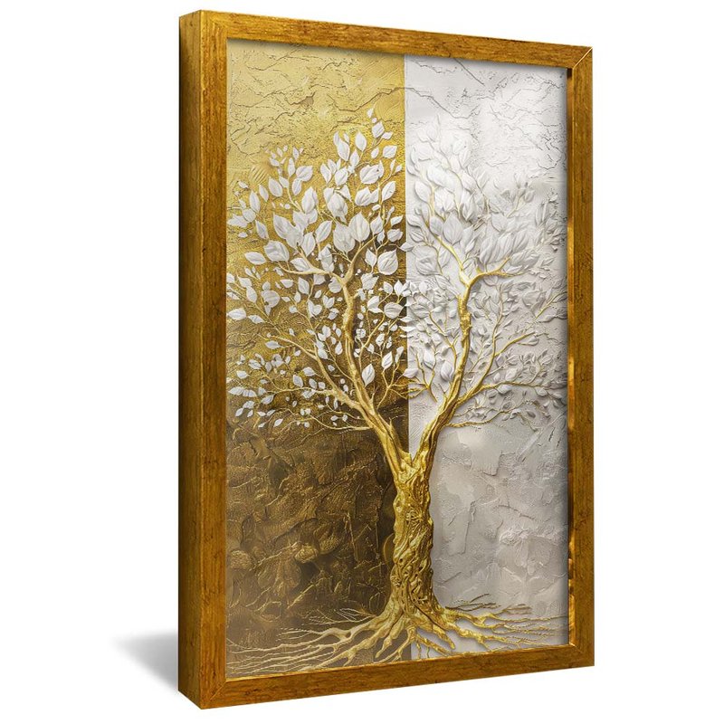 quadro arvore da prosperidade dourado reflexo