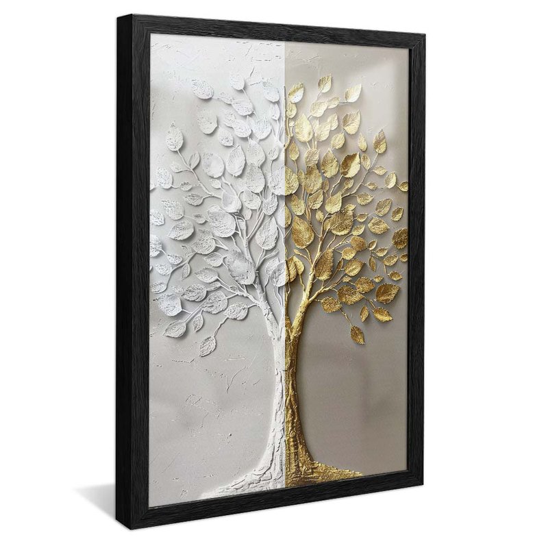 quadro arvore crescimento da prosperidade preto reflexo