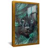 quadro pantera negra de olhos verdes dourado reflexo
