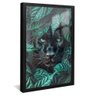 quadro pantera negra de olhos verdes preto reflexo
