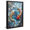 quadro peixes koi ornamentados preto reflexo