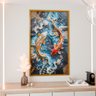 2 quadro peixes koi ornamentados dourado