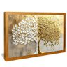 quadro folhas em ouro e branco dourado