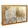 quadro folhas em ouro e branco dourado reflexo