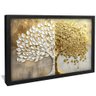 quadro folhas em ouro e branco preto