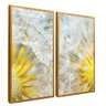 quadro dente leao gotas agua dourado reflexo