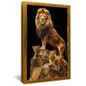 quadro leao e filhotes no topo dourado
