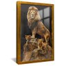 quadro leao e filhotes no topo dourado reflexo