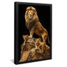 quadro leao e filhotes no topo preto