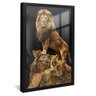 quadro leao e filhotes no topo preto reflexo