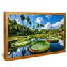 quadro jardim vitoria regias dourado