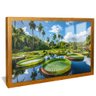 quadro jardim vitoria regias dourado reflexo