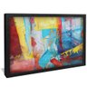 quadro tintas abstratas em canvas preto reflexo