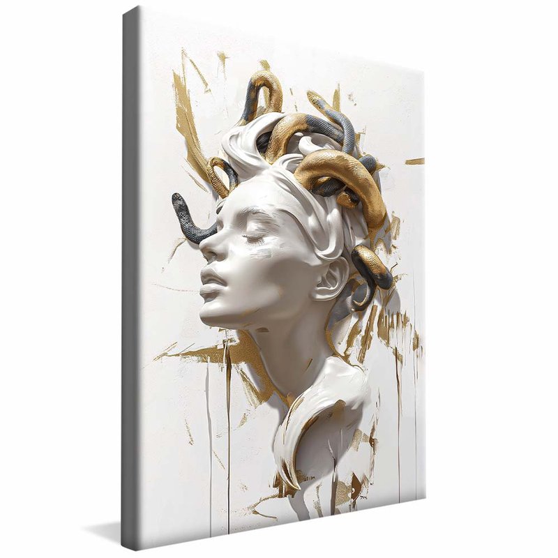 quadro medusa em gesso e ouro borda infinita