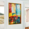 1 quadro pintura pinceladas abstratas em canvas dourado