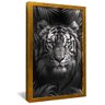 quadro tigre na selva preto e branco dourado