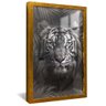 quadro tigre na selva preto e branco dourado reflexo