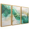 quadro trio esmeralda e ouro dourado reflexo