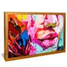 quadro pintura labios femenino dourado