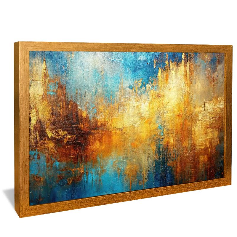 quadro pintura rustica e dourado dourado