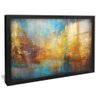 quadro pintura rustica e dourado preto reflexo