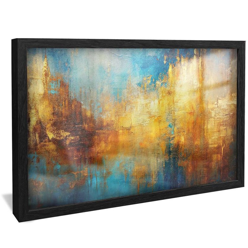 quadro pintura rustica e dourado preto reflexo