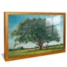 quadro pintura arvore e campo dourado reflexo