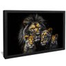 quadro leao e filhotes preto