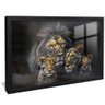quadro leao e filhotes preto reflexo