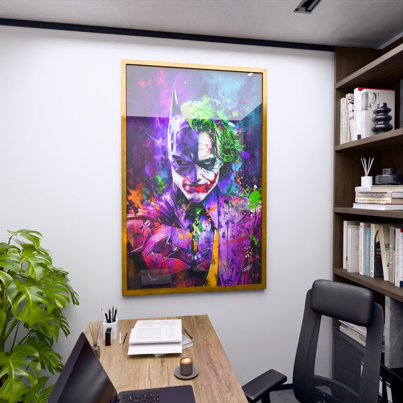 2 quadro batman e coringa dourado