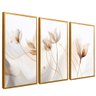 quadro trio floral branco dourado