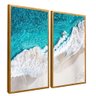 quadro duo mar e ondas dourado