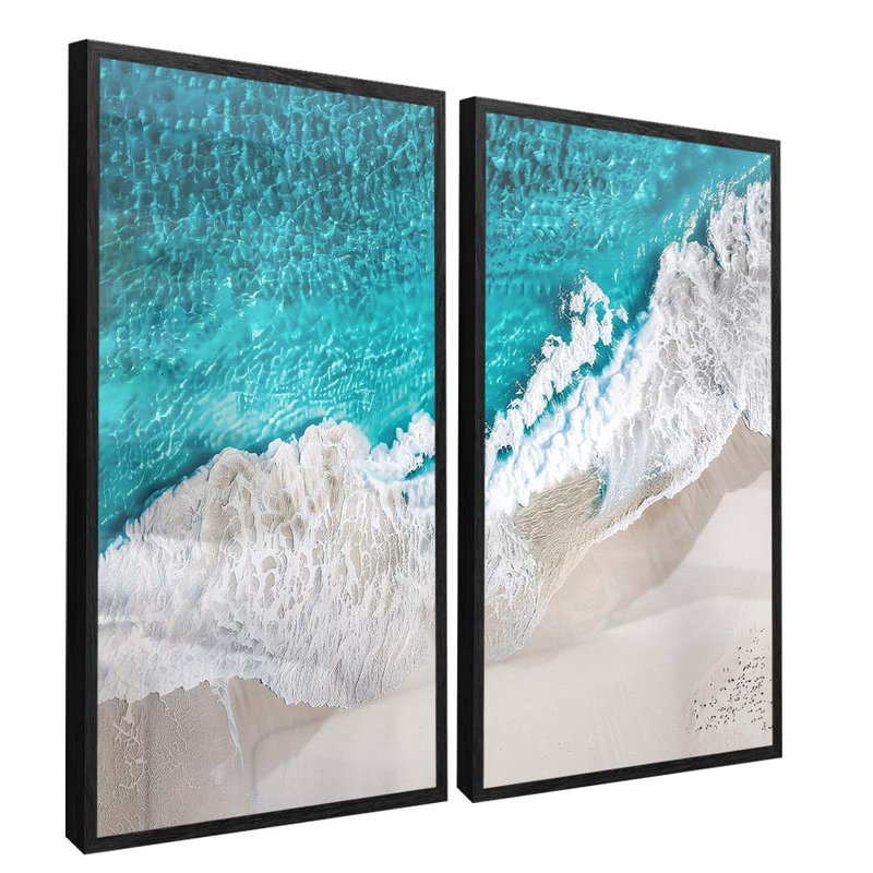 quadro duo mar e ondas preto reflexo