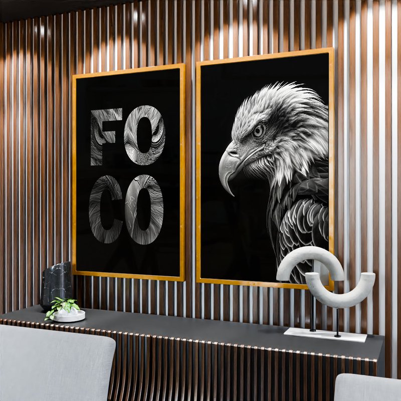 2 quadro duo mantenhase focado dourado