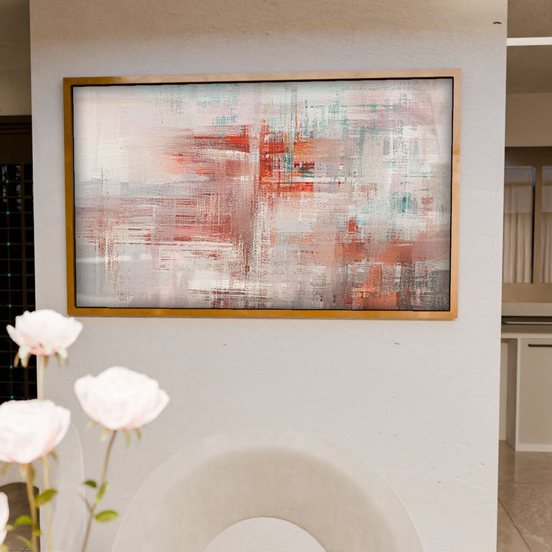 2 quadro abstrato rustico rose dourado