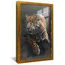 quadro jaguar no ataque dourado reflexo