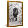 quadro leao negro e ovelhos dourado reflexo