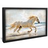 quadro cavalo branco na praia preto
