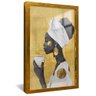 quadro mulher e xicara de cafe dourado reflexo