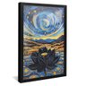 quadro pintura flor de lotus negra preto reflexo