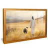 quadro jesus e ovelha no campo dourado reflexo