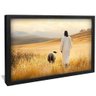 quadro jesus e ovelha no campo preto