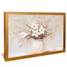 quadro oleo vaso de flor dourado