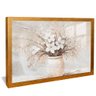 quadro oleo vaso de flor dourado reflexo