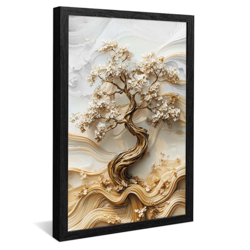 quadro arvore e ceramica preto