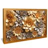 quadro floral dourado em ceramica dourado