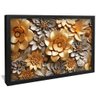 quadro floral dourado em ceramica preto